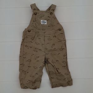 Carter's Just One You Boy's Dinosaur Overalls Tan Snap Button Legs Size 6 Months